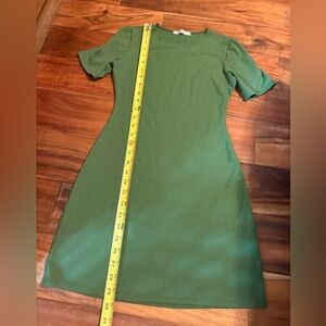Reformation Green Ribbed Mini Dress | Size Small | Sustainable Bodycon Y2K Basic